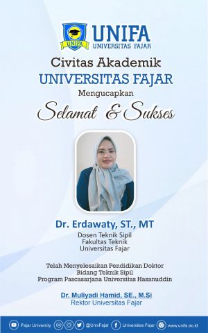 Dosen Unifa Raih Gelar Doktor Dibidang Teknik Sipil