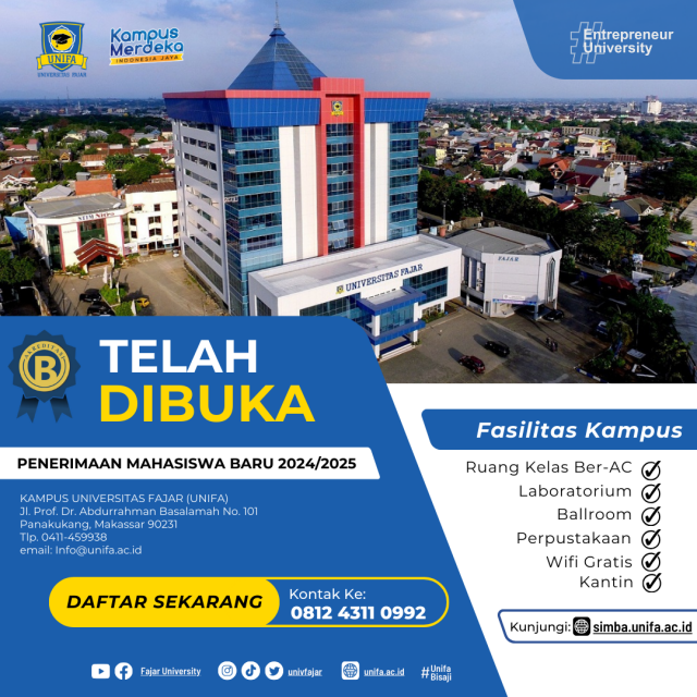 Penerimaan Mahasiswa Baru Unifa Makassar Tahun Akademik 2024/2025