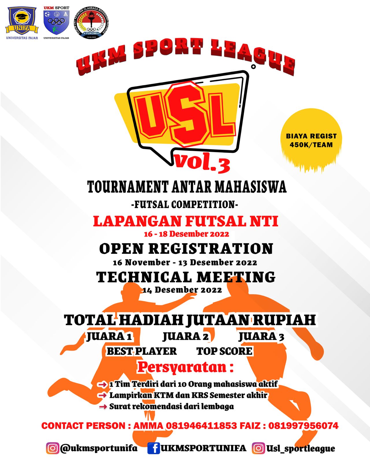 UKM Sport Unifa Gelar Turnamen Futsal Antar Mahasiswa