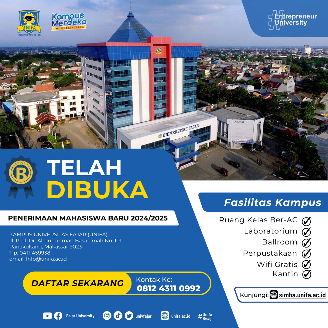 3 Jalur Penerimaan Mahasiswa Baru di UNIFA, Point 2 dan 3 Sayang Jika Tidak Dimanfaatkan